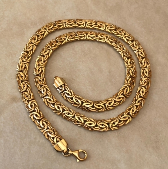 14K Yellow Gold Byzantine 20 Grams Chain Necklace - Picture 5 of 8